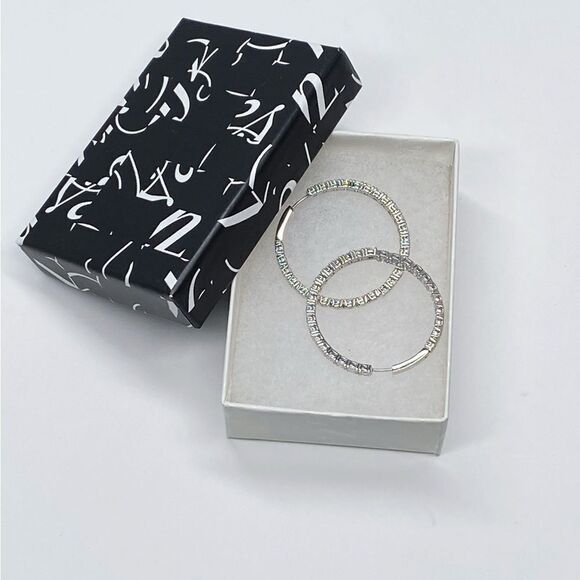 Large Hoop Crystal Embellished Earrings - Picture 2 of 7